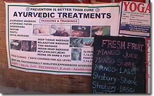 propaganda anunciando tratamientos de ayurveda